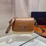 Prada Raffia and Leather Shoulder Bag - 1BD243 - 20x15x6.5cm - 1