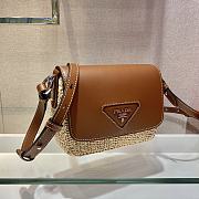 Prada Raffia and Leather Shoulder Bag - 1BD243 - 20x15x6.5cm - 3