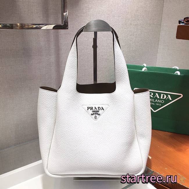Prada Dynamique Leather White/Caramel Handbag - 1BG335 - 25x21.5x14cm - 1