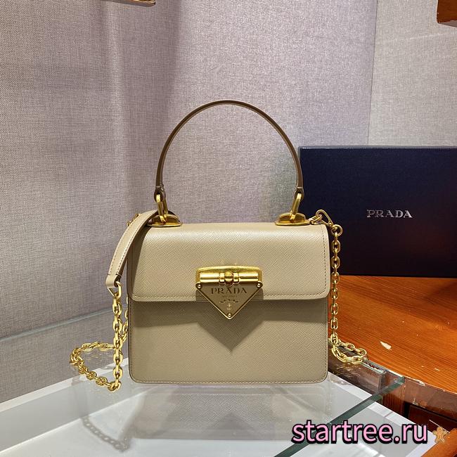 PRADA | Beige Saffiano Symbole Bag - 1BN021 - 20 × 15 × 5 cm - 1