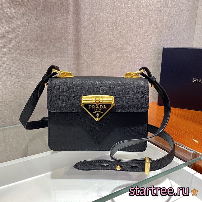 Prada Saffiano Leather Black Symbole Bag - 1BD270 - 20x14x7cm - 1
