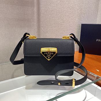 Prada Saffiano Leather Black Symbole Bag - 1BD270 - 20x14x7cm