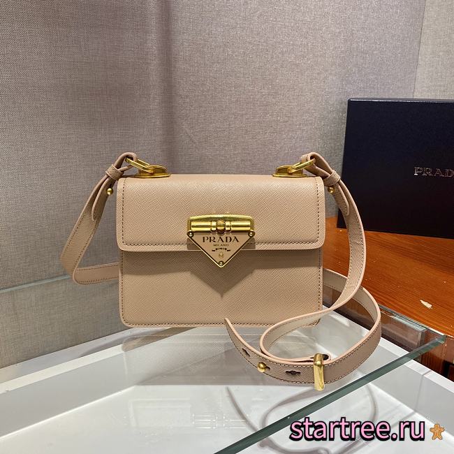 Prada Saffiano Leather Beige Symbole Bag - 1BD270 - 20x14x7cm - 1