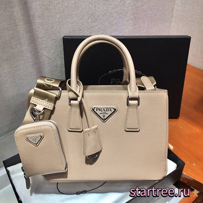 Prada Galleria Saffiano Cameo Beige Leather Mini Bag - 1BA296 - 23x16.5x10cm - 1