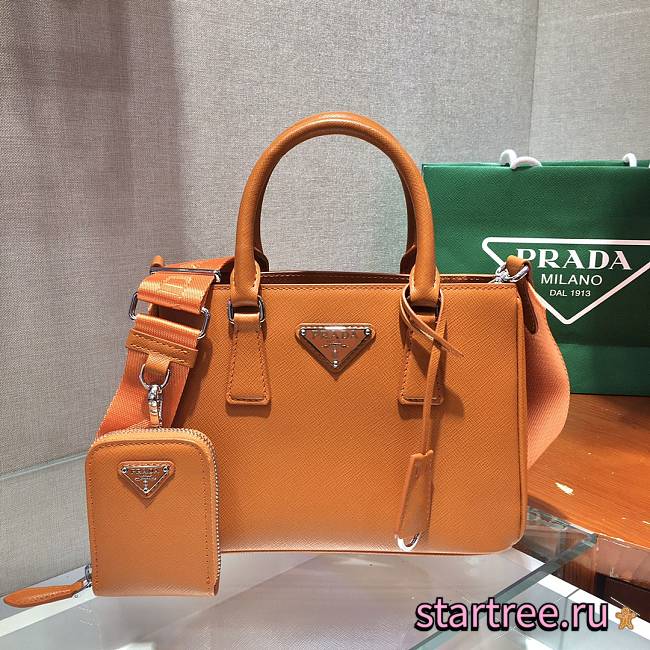 Prada Galleria Saffiano Papaya Caramel Leather Mini Bag - 1BA296 - 23x16.5x10cm - 1