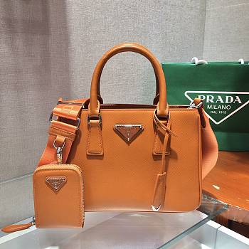 Prada Galleria Saffiano Papaya Caramel Leather Mini Bag - 1BA296 - 23x16.5x10cm