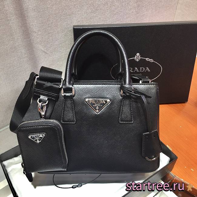 Prada Galleria Saffiano Black Leather Mini Bag - 1BA296 - 23x16.5x10cm - 1