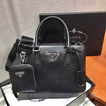 Prada Galleria Saffiano Black Leather Mini Bag - 1BA296 - 23x16.5x10cm