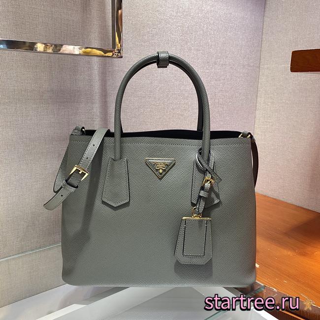 Prada Medium Saffiano Clay/Black Leather Double Bag - 1BG775 - 33x24.5x14cm - 1