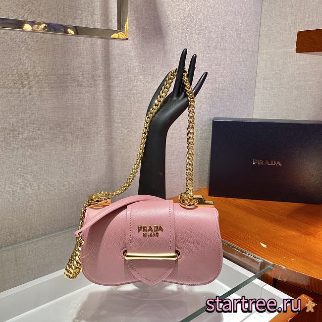 Prada Saffiano Pink Leather Sidonie Bag -  1BD219 - 21.5x12x6.5cm - 1