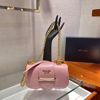 Prada Saffiano Pink Leather Sidonie Bag -  1BD219 - 21.5x12x6.5cm