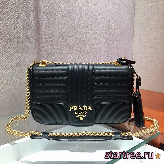 Prada Medium Leather Diagramme Black Bag - 1BD108 - 24x14x6cm - 1