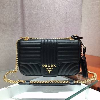 Prada Medium Leather Diagramme Black Bag - 1BD108 - 24x14x6cm