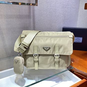 Prada Re-Nylon Shoulder Beige Bag -  1BD953 - 30x25x12cm