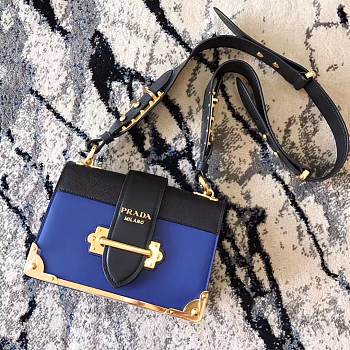 Prada Leather Cahier Dark Blue Bag - 1BD045 - 19x14x9cm