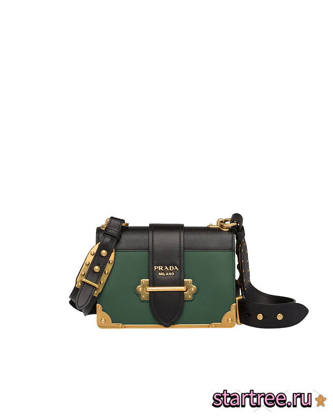 Prada Leather Cahier Green Bag - 1BD045 - 19x14x9cm - 1
