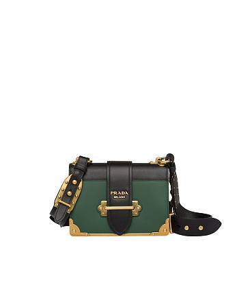 Prada Leather Cahier Green Bag - 1BD045 - 19x14x9cm