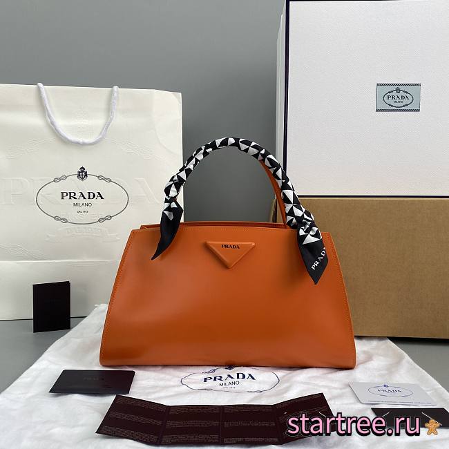 Prada Brushed leather handbag Orange - 1BA327 - 33x18x13.5cm - 1