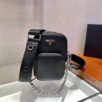Prada Saffiano Black Leather Mini Bag - 1BH183 - 11x17.5x3.5cm
