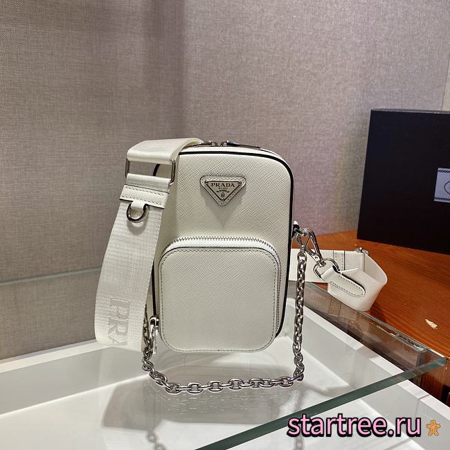 Prada Saffiano White Leather Mini Bag - 1BH183 - 11x17.5x3.5cm - 1