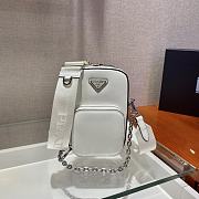 Prada Brushed White Leather Shoulder Bag - 11x17.5x3.5cm - 6