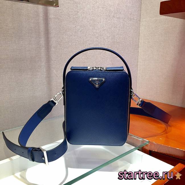 Prada Saffiano Leather Brique Blue Bag - 2VH066 - 16x20x6cm - 1