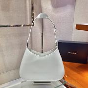 Prada Cleo Brushed White Leather Shoulder Bag - 1BC156 - 30x18.5x4cm - 5