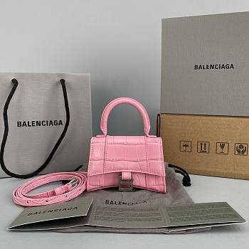Balenciaga Hourglass Mini Top Handle Pink Bag - 11.5x14x4.5cm