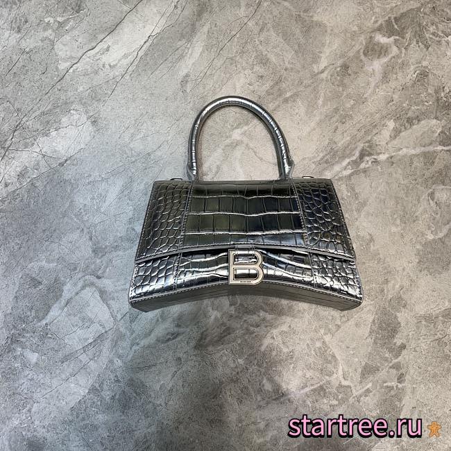 Balenciaga Extra-small Hourglass Top Handle Bag In Silver - 23x10x14cm - 1