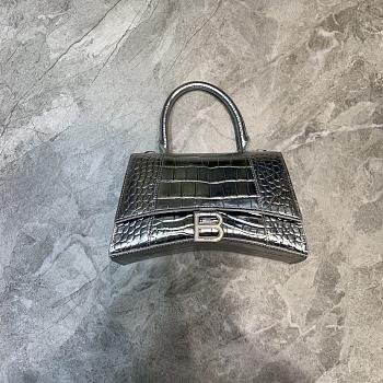 Balenciaga Extra-small Hourglass Top Handle Bag In Silver - 23x10x14cm