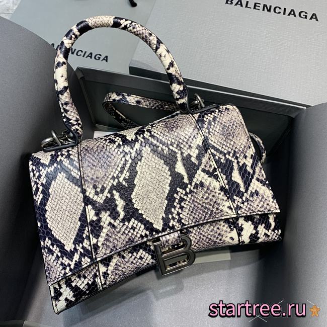 Balenciaga Hourglass Small Top Handle Bag In Black/White - 23x10x14cm - 1