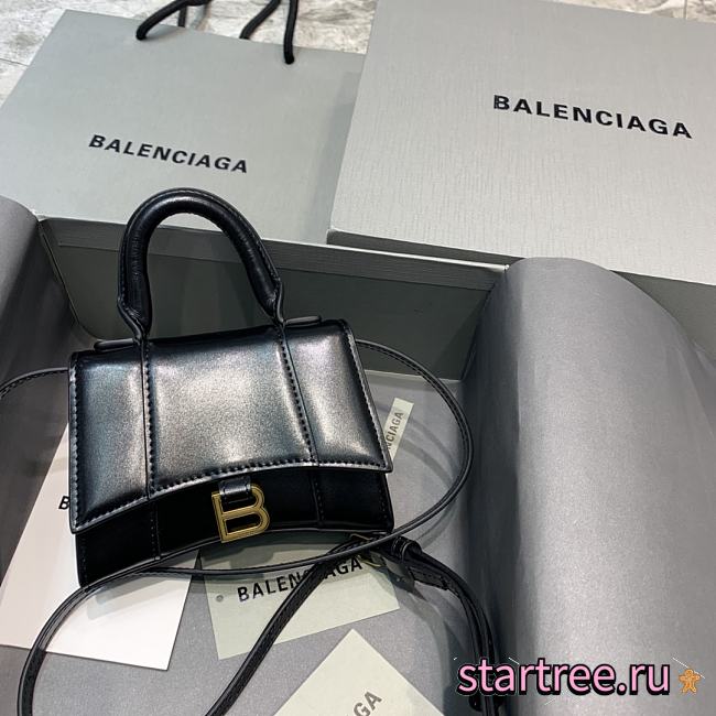 Balenciaga Mini Hourglass Top Handle Bag Black - 11.5x14x4.5 cm - 1