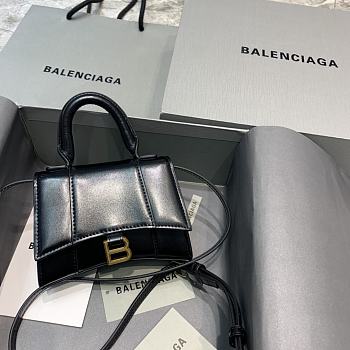 Balenciaga Mini Hourglass Top Handle Bag Black - 11.5x14x4.5 cm