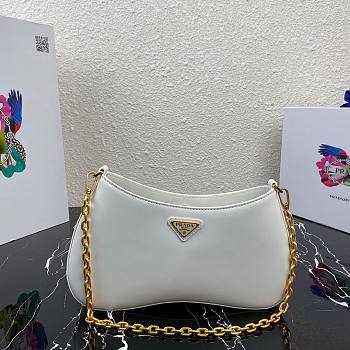 Prada Leather White Chain Hobo Bag- 1BC148 - 25.5x15.5x 4cm