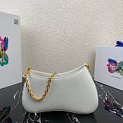 Prada Leather White Chain Hobo Bag- 1BC148 - 25.5x15.5x 4cm - 3