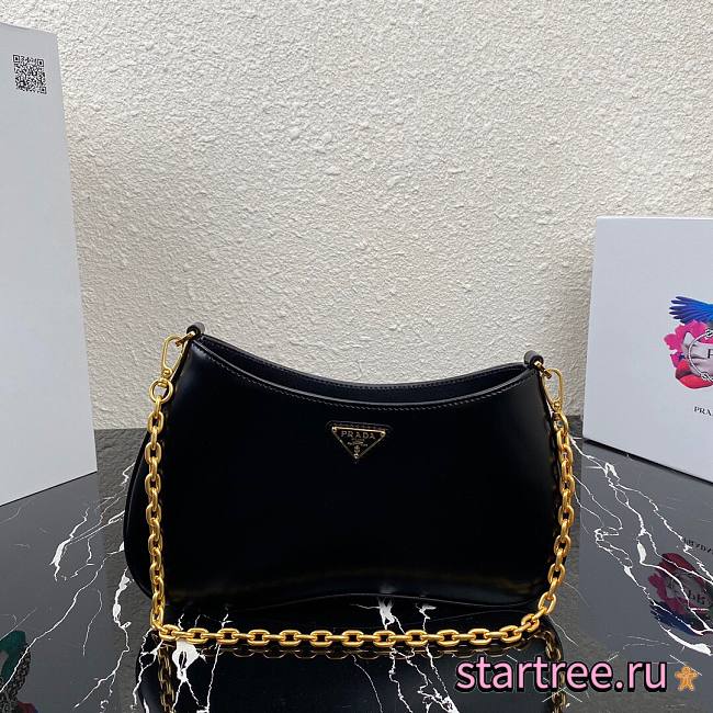 Prada Leather Black Chain Hobo Bag- 1BC148 - 25.5x15.5x 4cm - 1