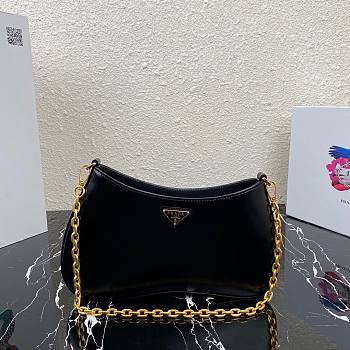 Prada Leather Black Chain Hobo Bag- 1BC148 - 25.5x15.5x 4cm