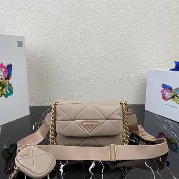 Prada System Nappa Beige Leather Patchwork Bag - 1BD292 - 21x16x7cm