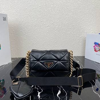 Prada System Nappa Black Leather Patchwork Bag - 1BD292 - 21x16x7cm