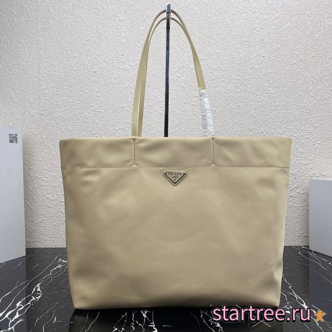 Prada Re-Nylon and Saffiano Beige Leather Tote Bag - 1BG107 - 40x34x16cm - 1