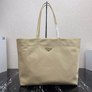 Prada Re-Nylon and Saffiano Beige Leather Tote Bag - 1BG107 - 40x34x16cm