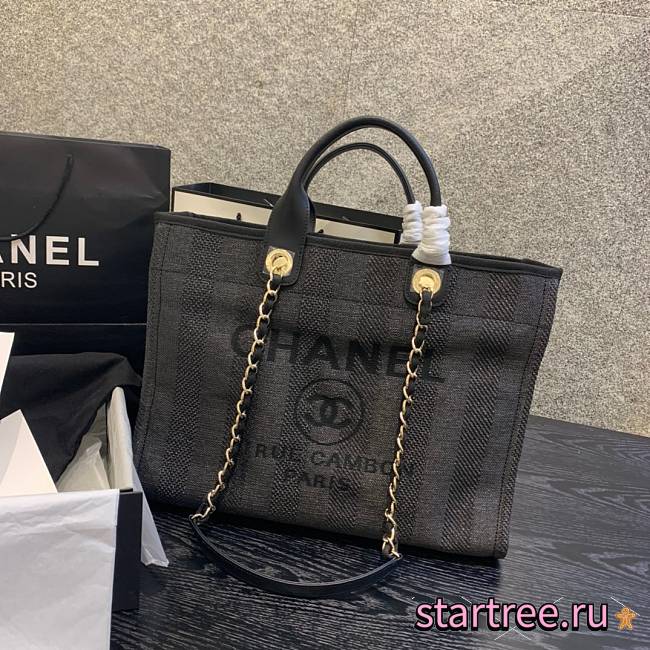 Chanel Deauville Mixed Fibers Calfskin Black Bag-  A66941 - 33x14.5x25cm - 1