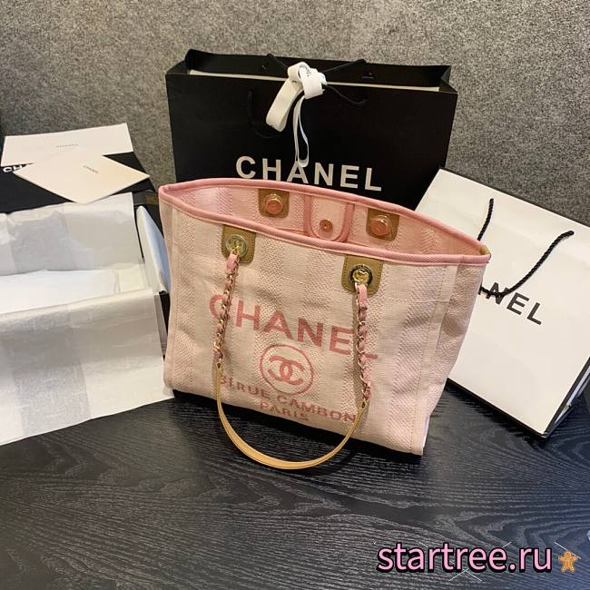 Chanel Deauville Mixed Fibers Calfskin Pink Bag- A66941 - 33x14.5x25cm - 1