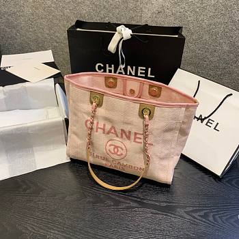 Chanel Deauville Mixed Fibers Calfskin Pink Bag- A66941 - 33x14.5x25cm