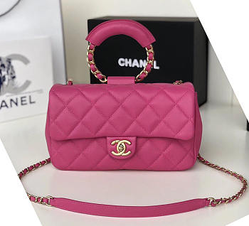 Chanel Circular Handle Flap Bag Pink - AS1358 - 24x15x6cm