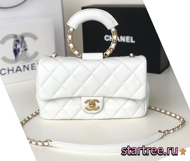 Chanel Circular Handle Flap Bag White - AS1358 - 24x15x6cm - 1