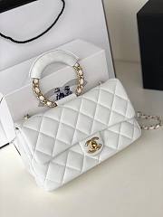 Chanel Circular Handle Flap Bag White - AS1358 - 24x15x6cm - 3