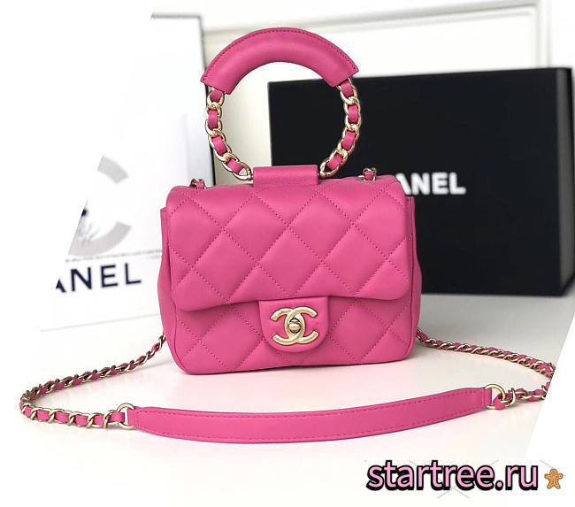 Chanel Small Pink Circular Handle Bag - AS1357 - 20x18x7.5cm - 1