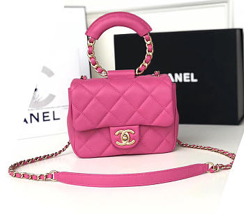 Chanel Small Pink Circular Handle Bag - AS1357 - 20x18x7.5cm