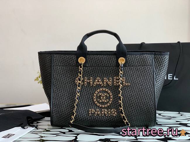 Chanel Large Deauville Shopping Bag Black - A66941 - 38cm - 1